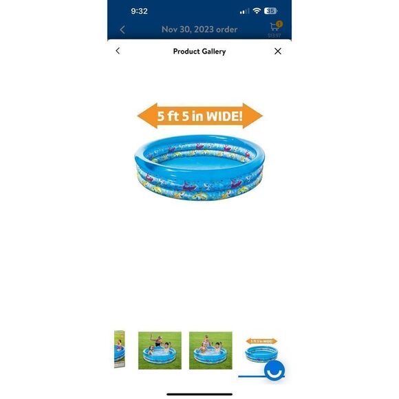 Play Day 3 Ring Shark Pool, Blue - Picture 2 of 4